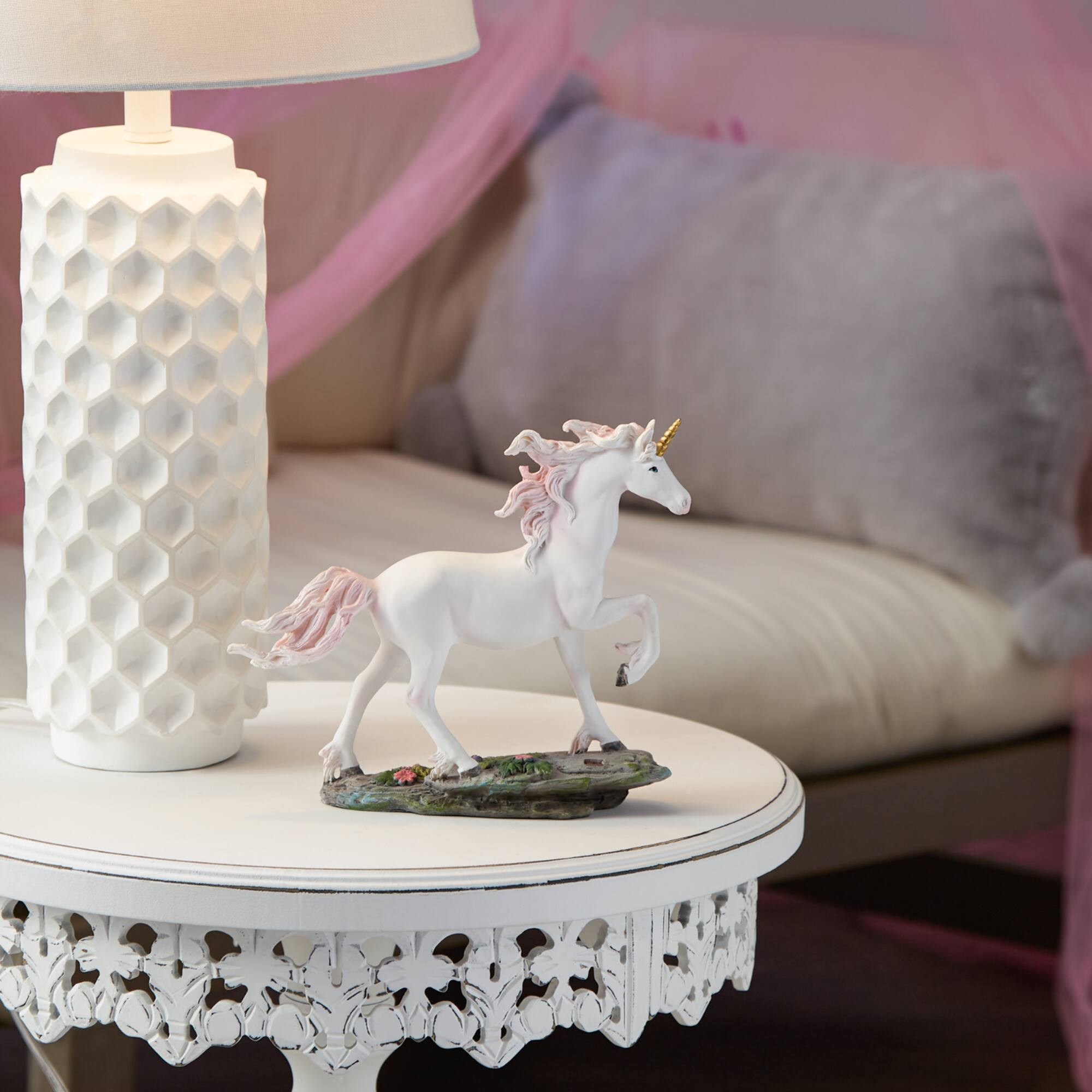 Unicorn Running Through Crystals Figurine 8" x 2.25" x 6.37